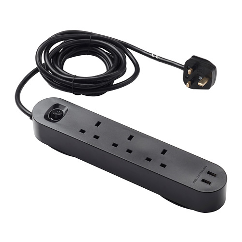 KOPPLA 3-way socket with 2 USB ports