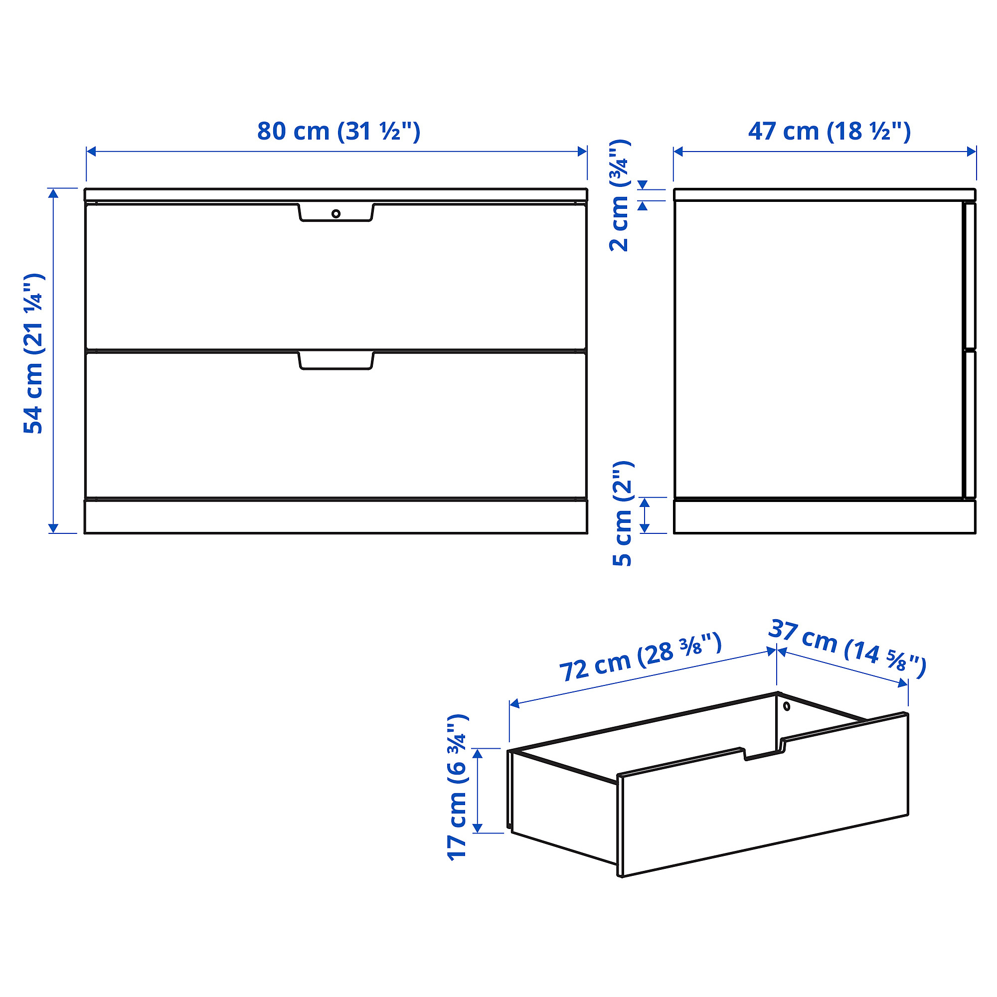 NORDLI chest of 2 drawers