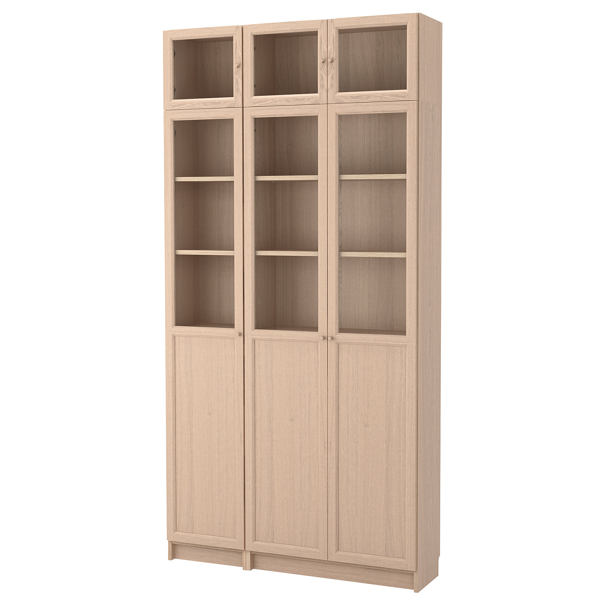 Billy Oxberg Bookcase Combination Glass Doors White Stained Oak