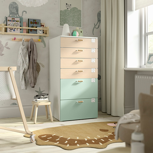 PLATSA/SMÅSTAD chest of 6 drawers
