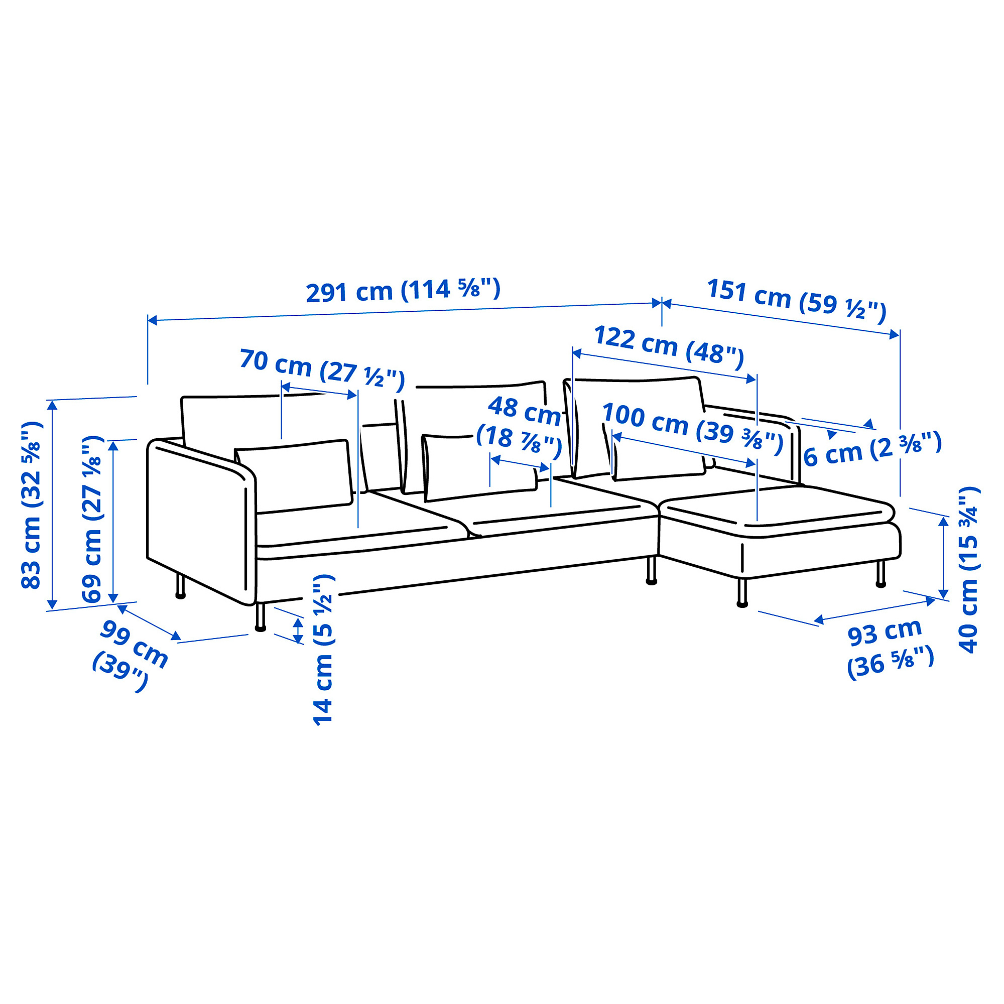 SÖDERHAMN 4-seat sofa with chaise longue