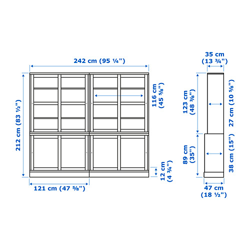 HAVSTA storage comb w sliding glass doors