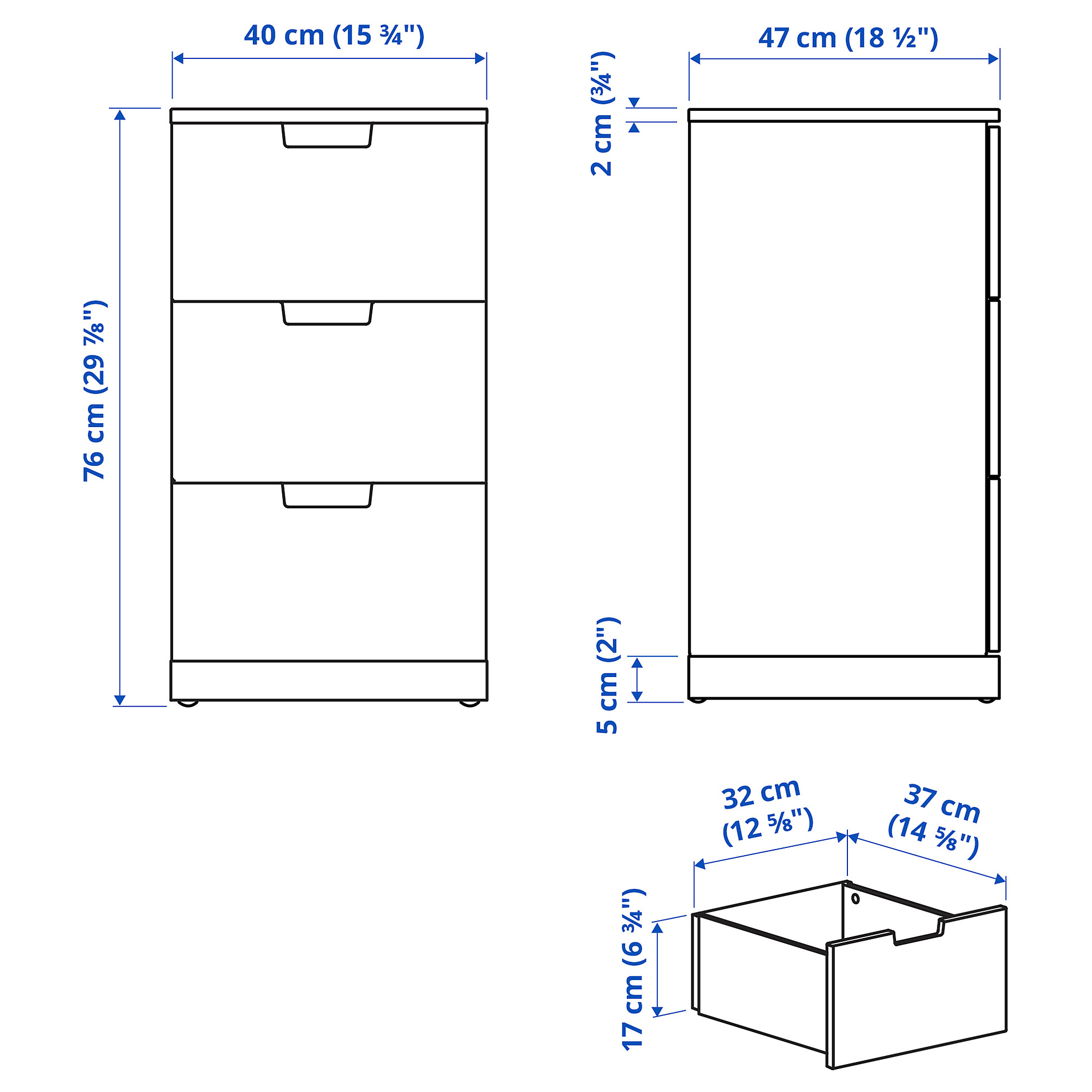 NORDLI 三層抽屜櫃