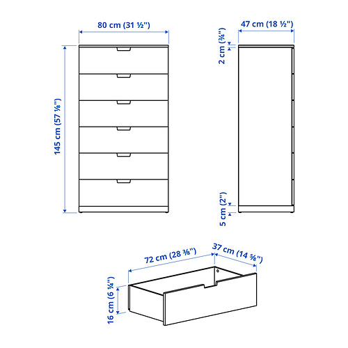 NORDLI chest of 6 drawers