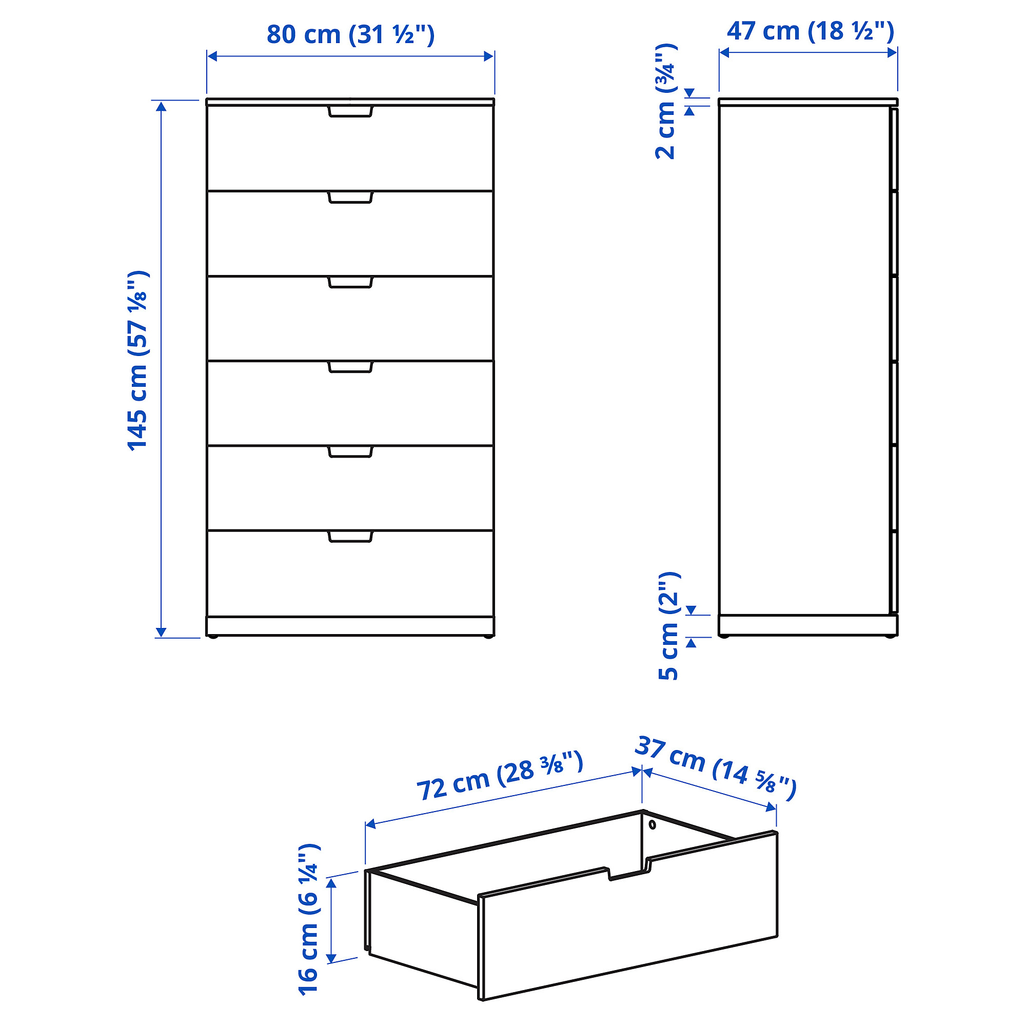 NORDLI 六格抽屜櫃