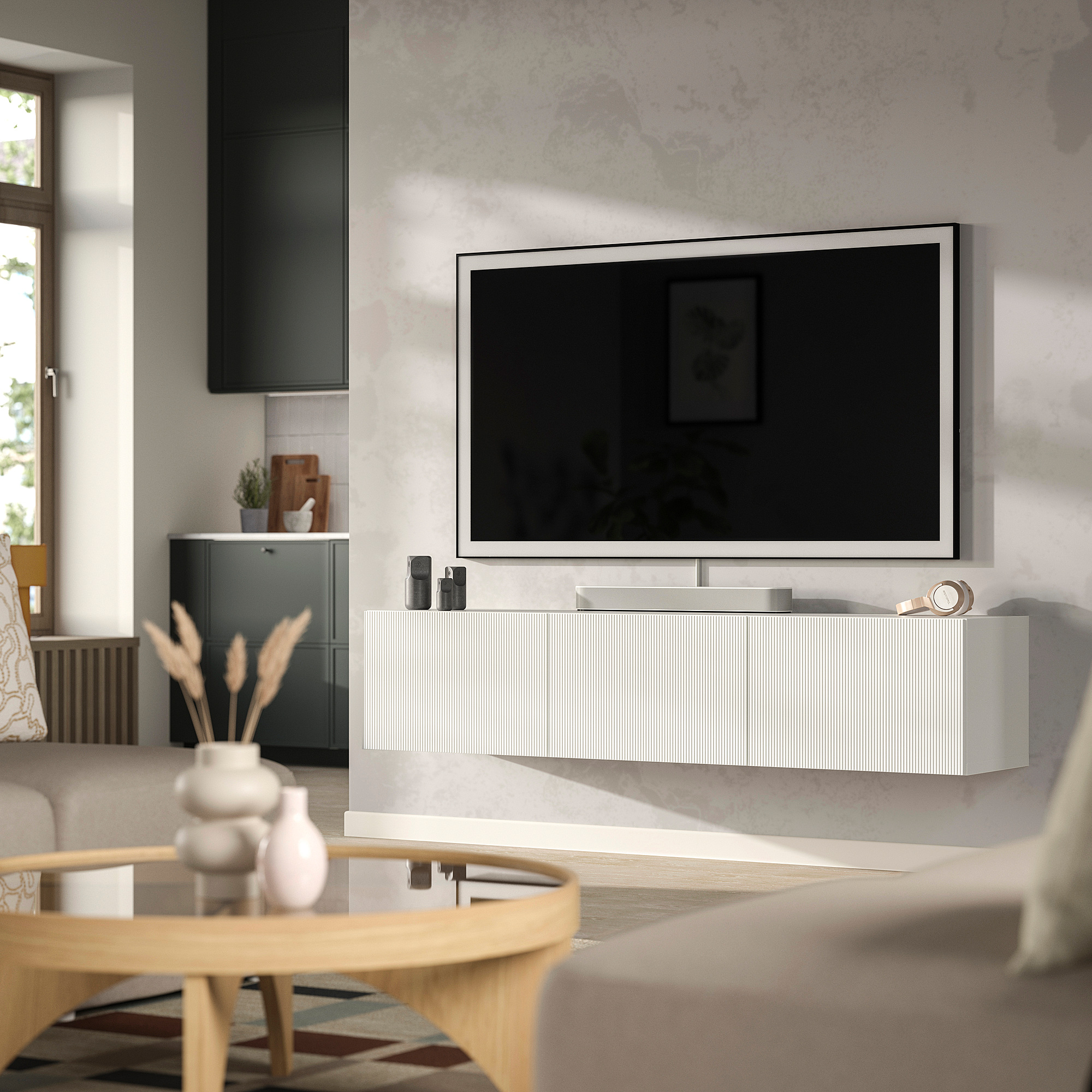 BESTÅ TV bench with doors