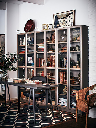 BILLY bookcase with glass-doors