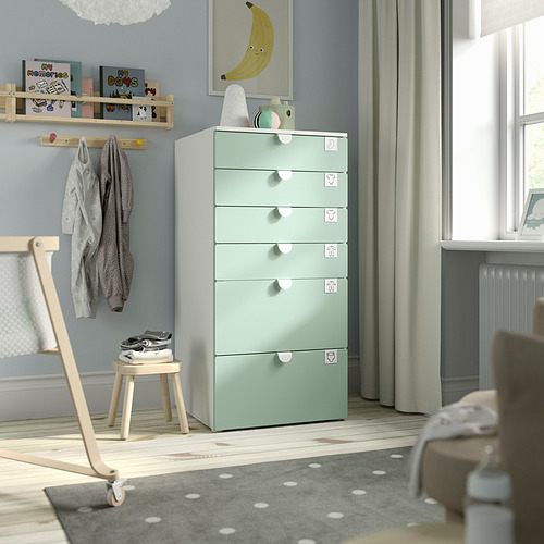 PLATSA/SMÅSTAD chest of 6 drawers