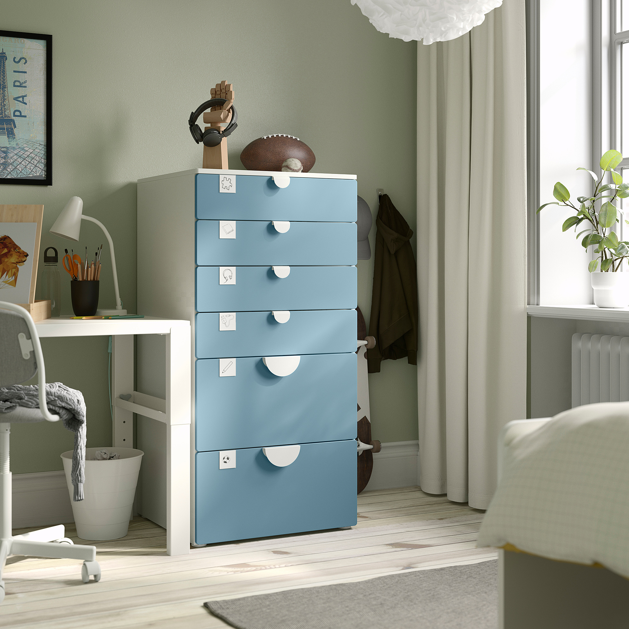 PLATSA/SMÅSTAD chest of 6 drawers