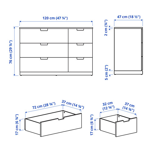 NORDLI 六格抽屜櫃