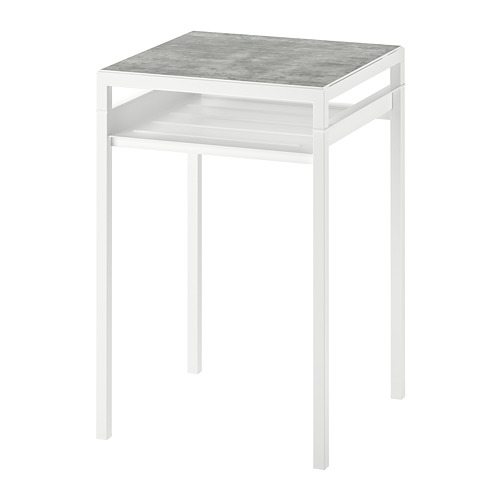 NYBODA side table w reversible table top, light grey concrete effect