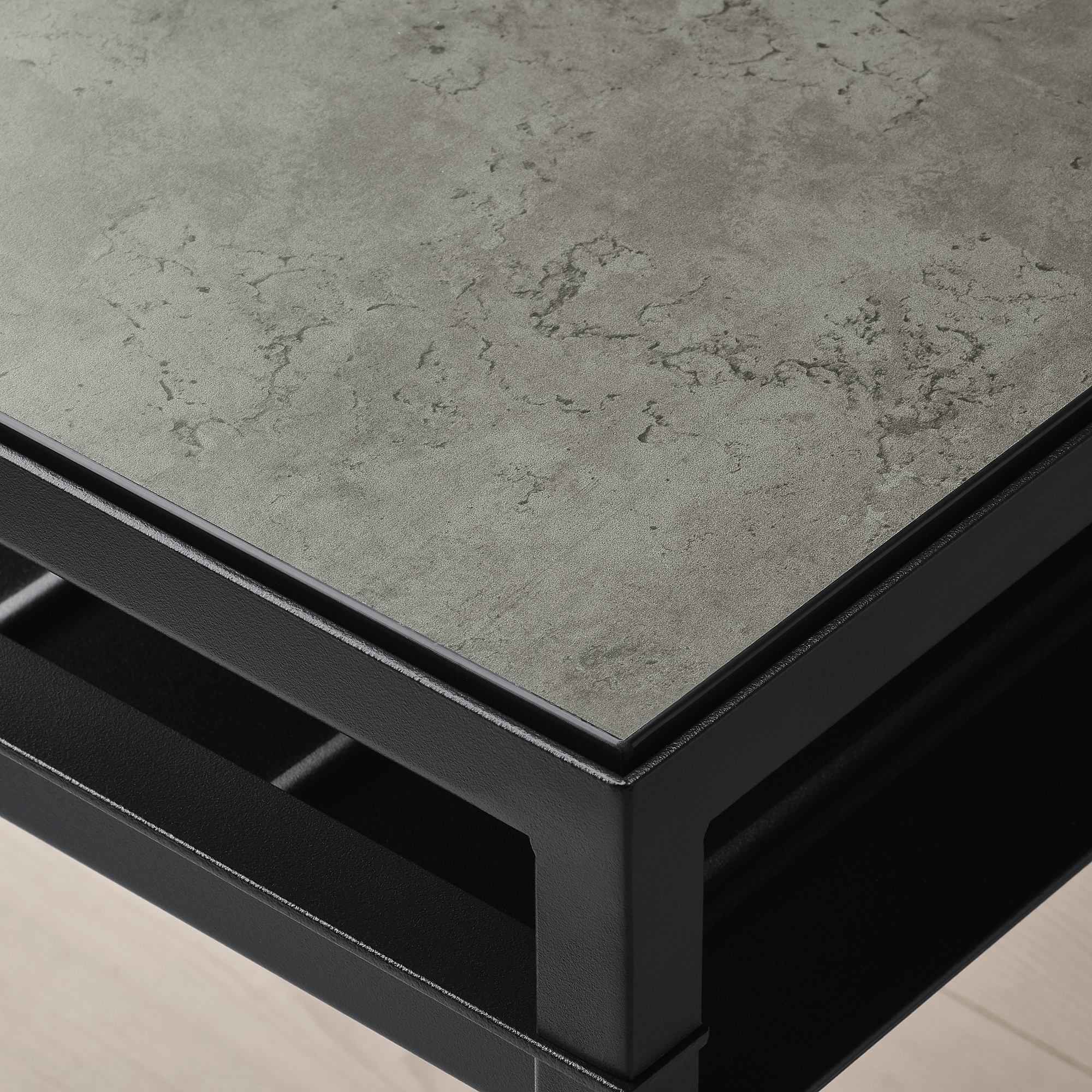 NYBODA coffee table w reversible table top, dark grey concrete effect
