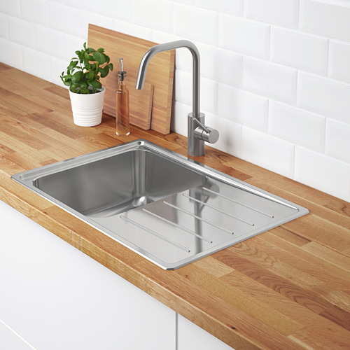 VATTUDALEN inset sink, 1 bowl with drainboard