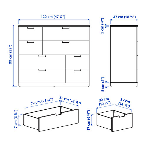 NORDLI chest of 8 drawers