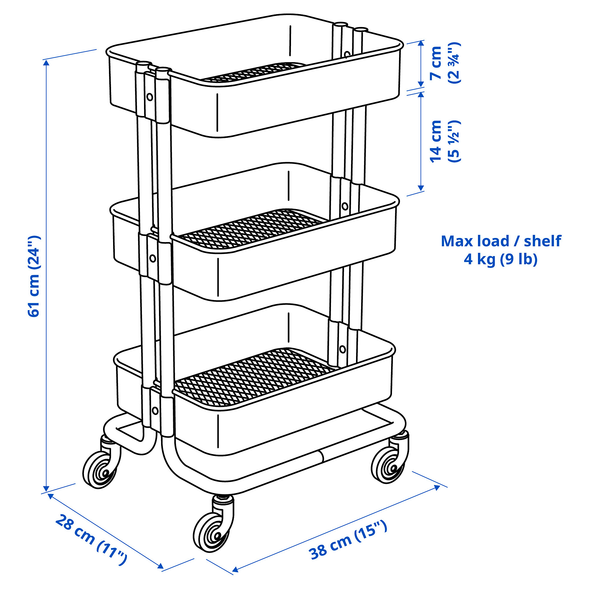RÅSKOG/NORRÅVA trolley with lid