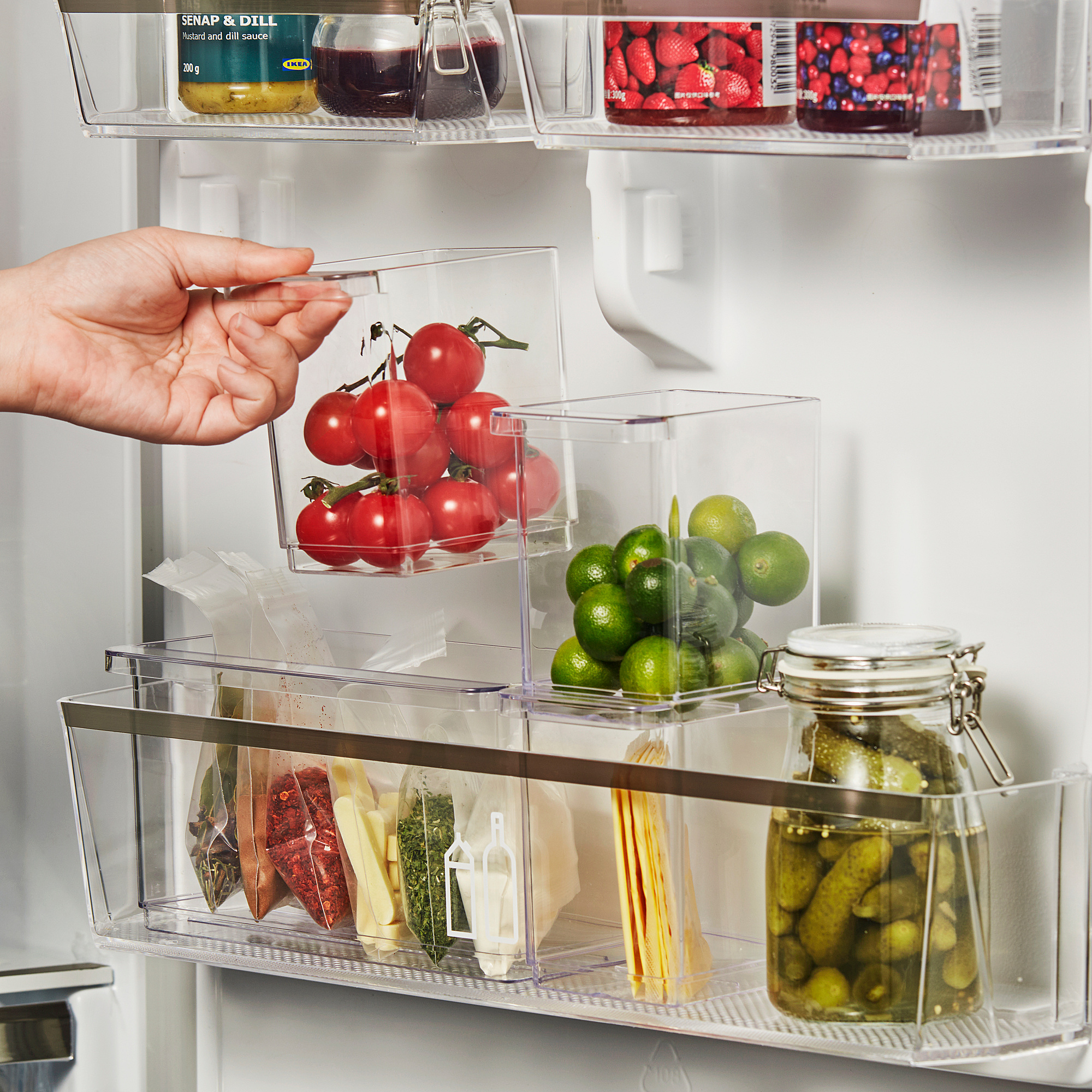 KLIPPKAKTUS storage box for fridge, set of 3