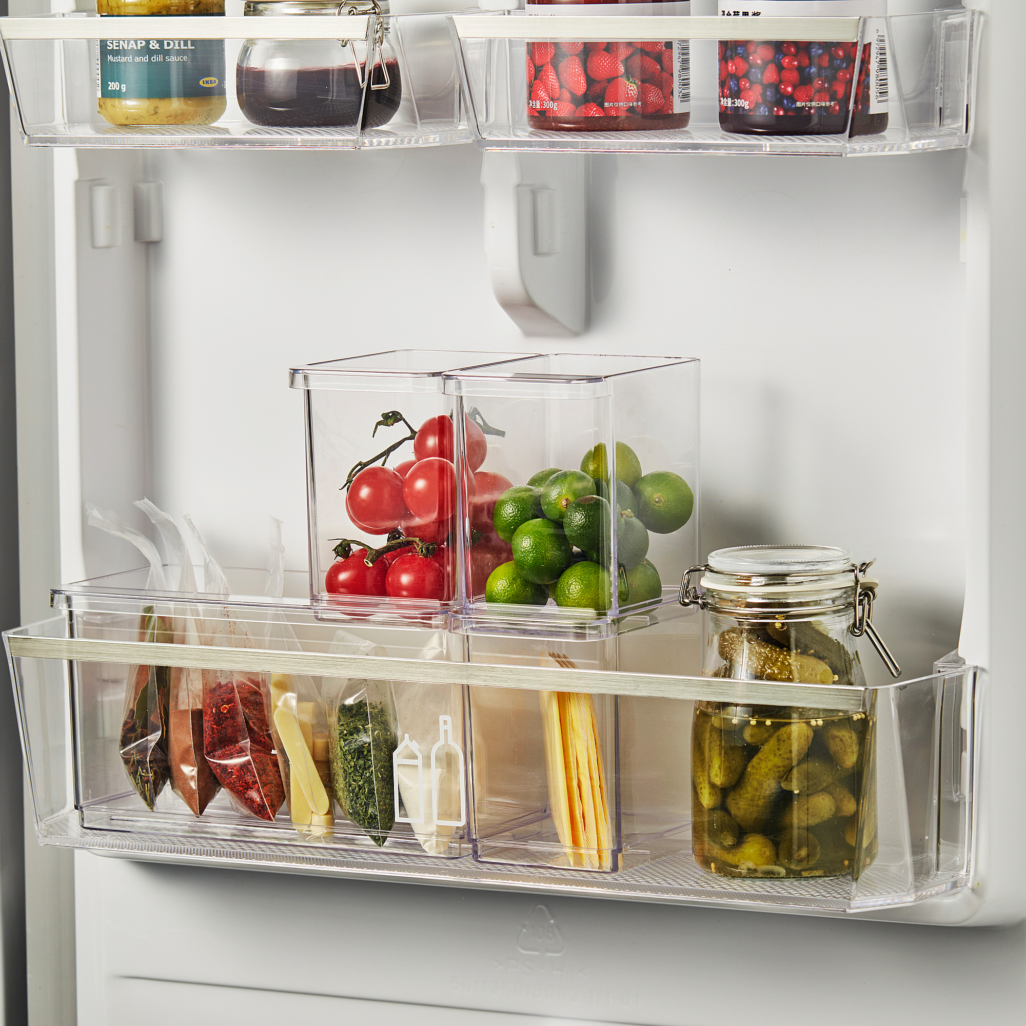 KLIPPKAKTUS storage box for fridge, set of 3