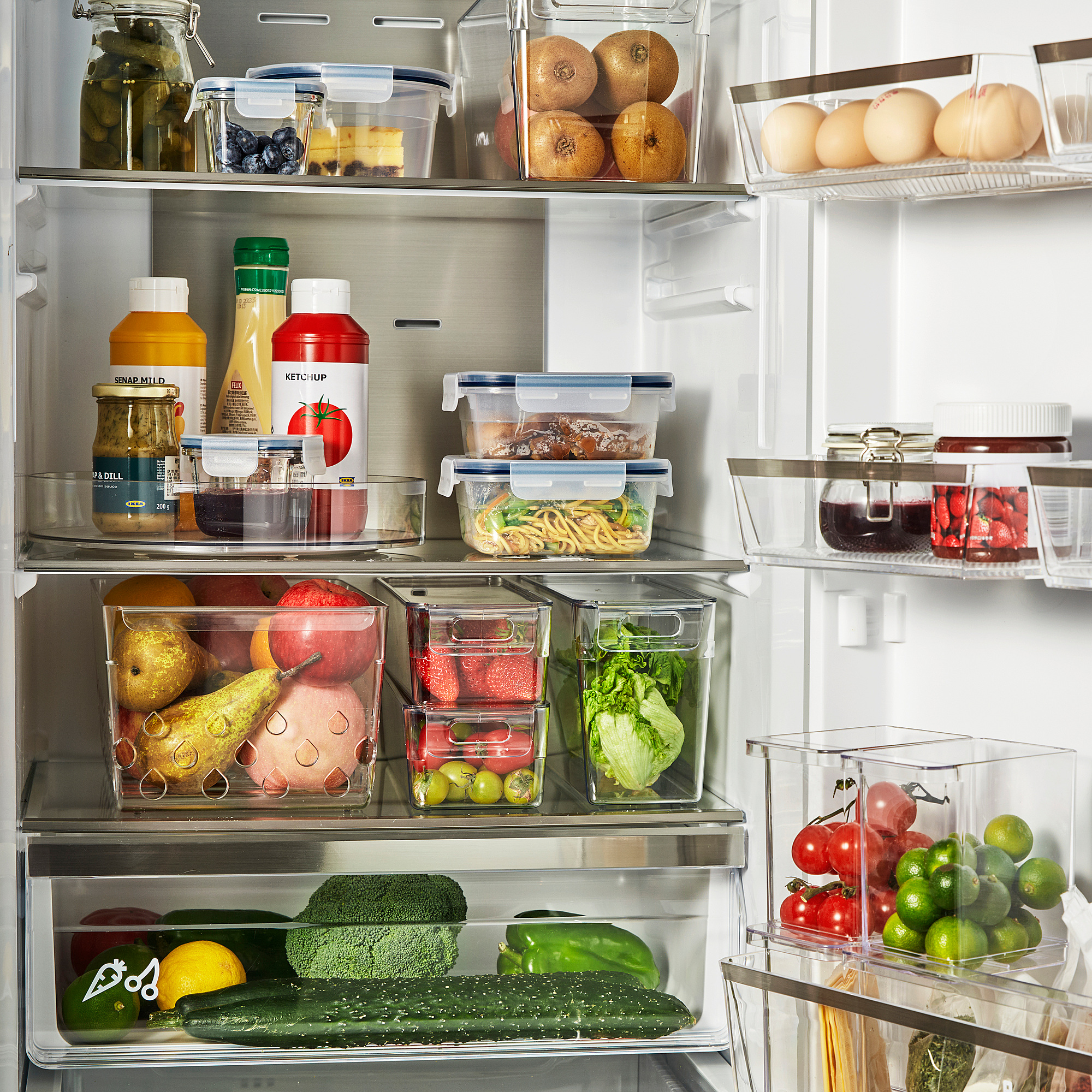 KLIPPKAKTUS storage box for fridge, set of 3