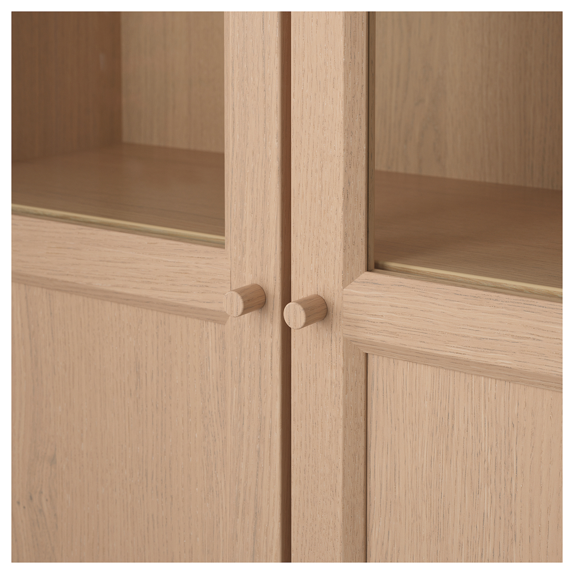 Billy Oxberg Bookcase With Panel Glass Doors White Stained Oak