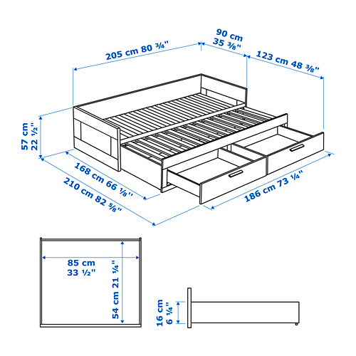 BRIMNES day-bed w 2 drawers/2 mattresses