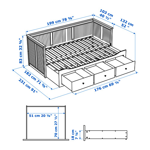 HEMNES 日間床架連3個抽屜