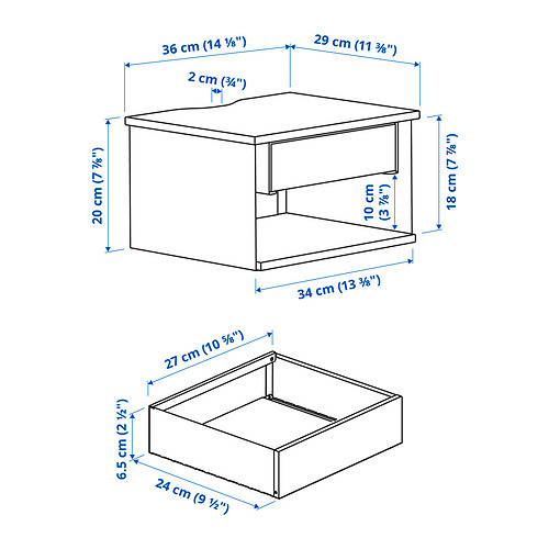 STOMSÖ wall-mounted bedside table