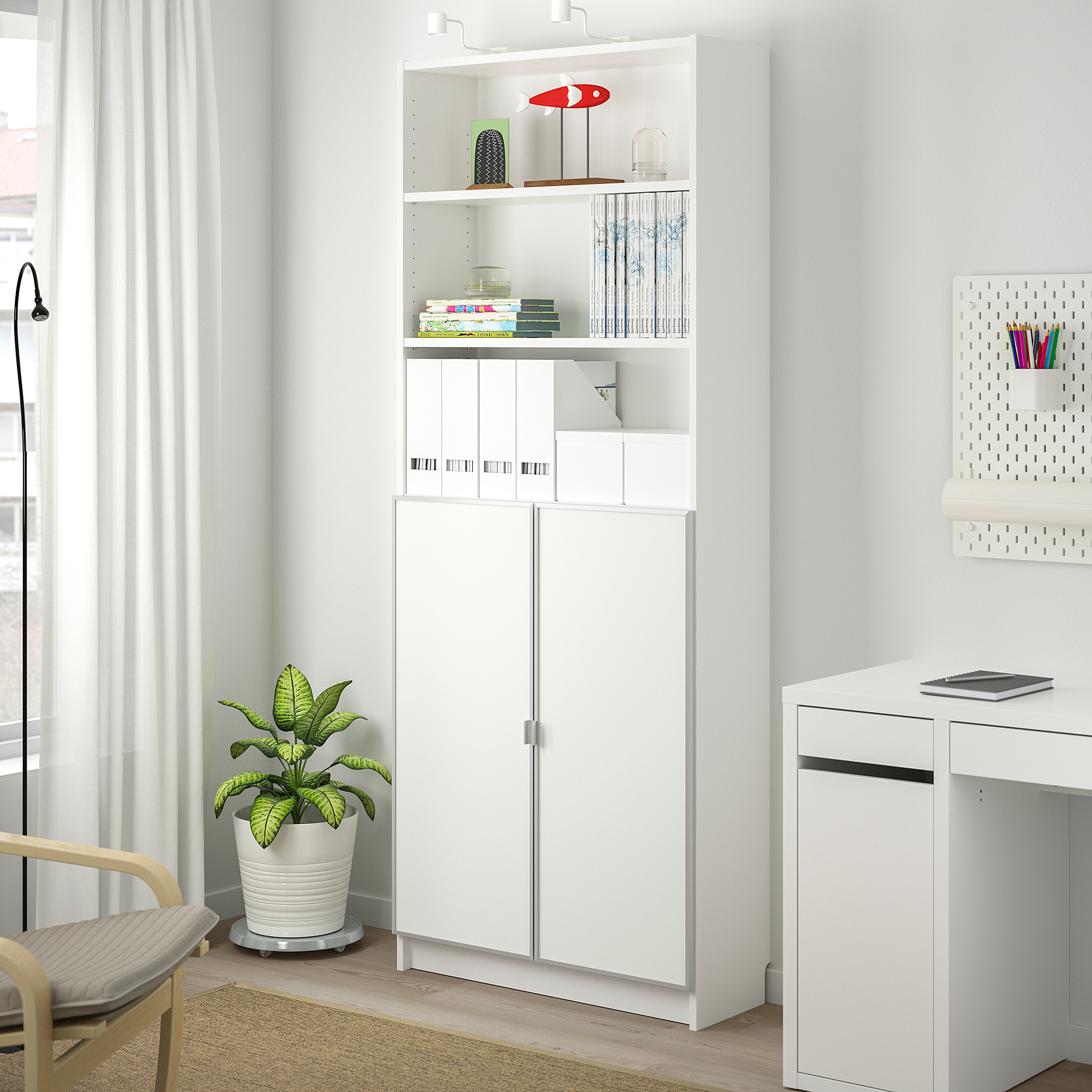 BILLY/MORLIDEN bookcase with glassdoors, white/glass IKEA Hong