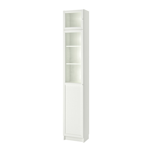 OXBERG/BILLY bookcase w hght ext ut/pnl/glss drs