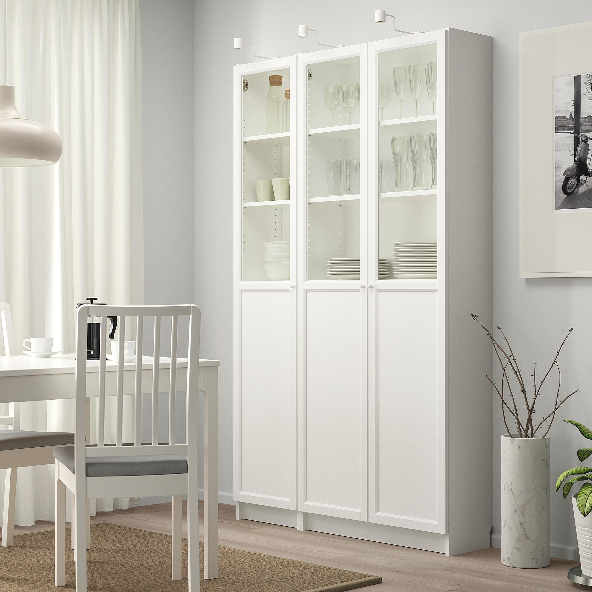 Billy Oxberg Bookcase With Panel Glass Doors White Glass Ikea