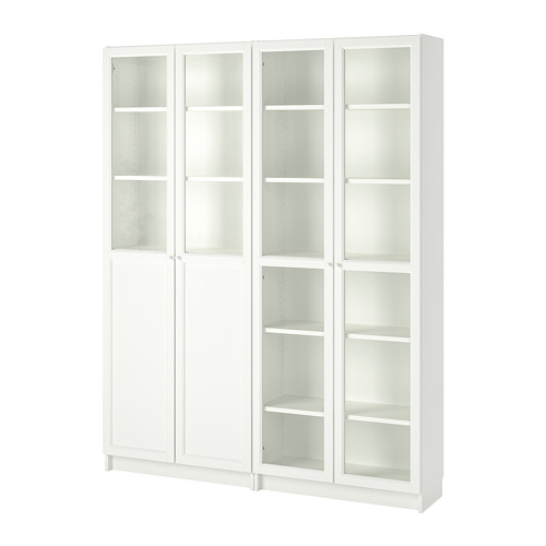 BILLY/OXBERG bookcase with panel/glass doors