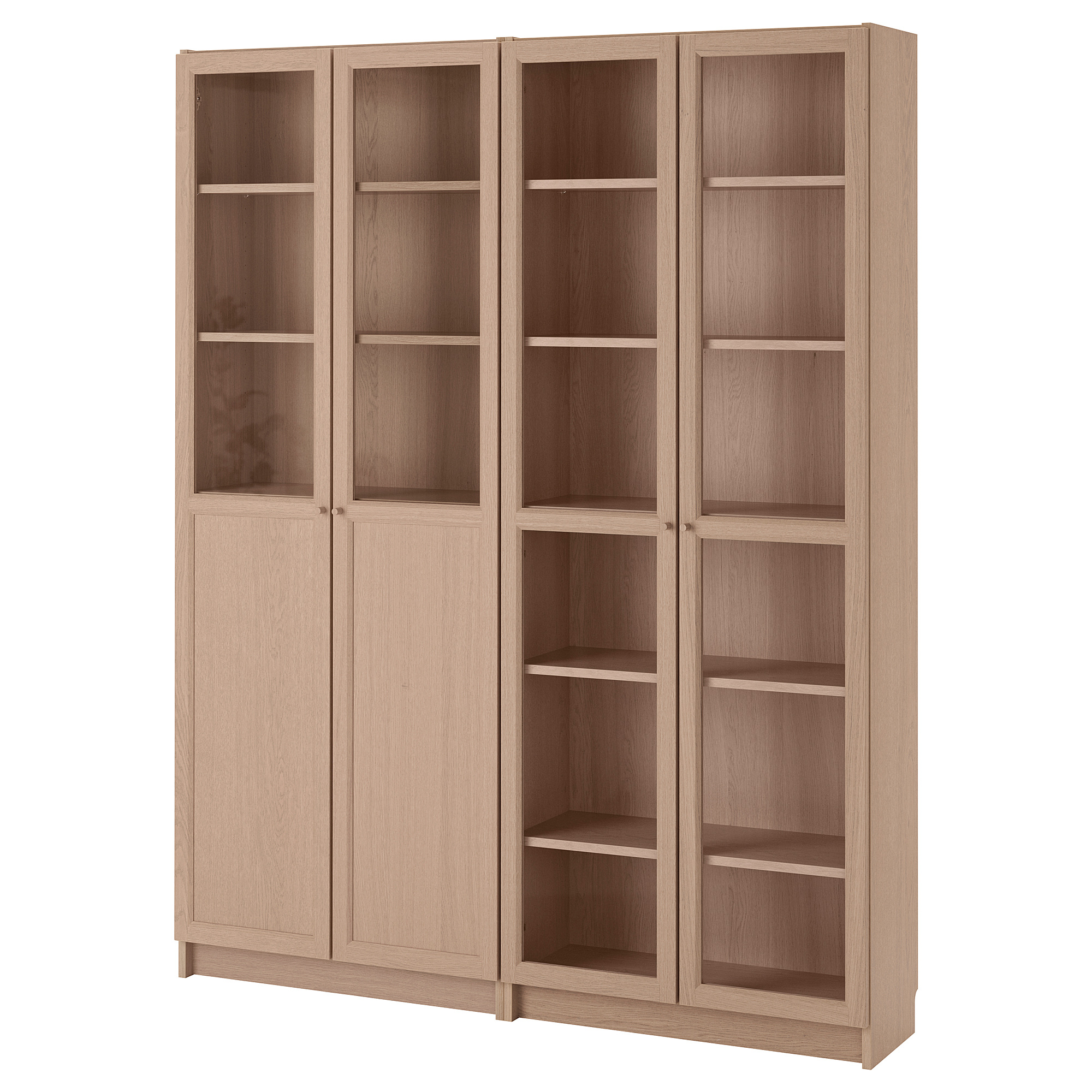 Oxberg Billy Bookcase With Panel Glass Doors White Stained Oak