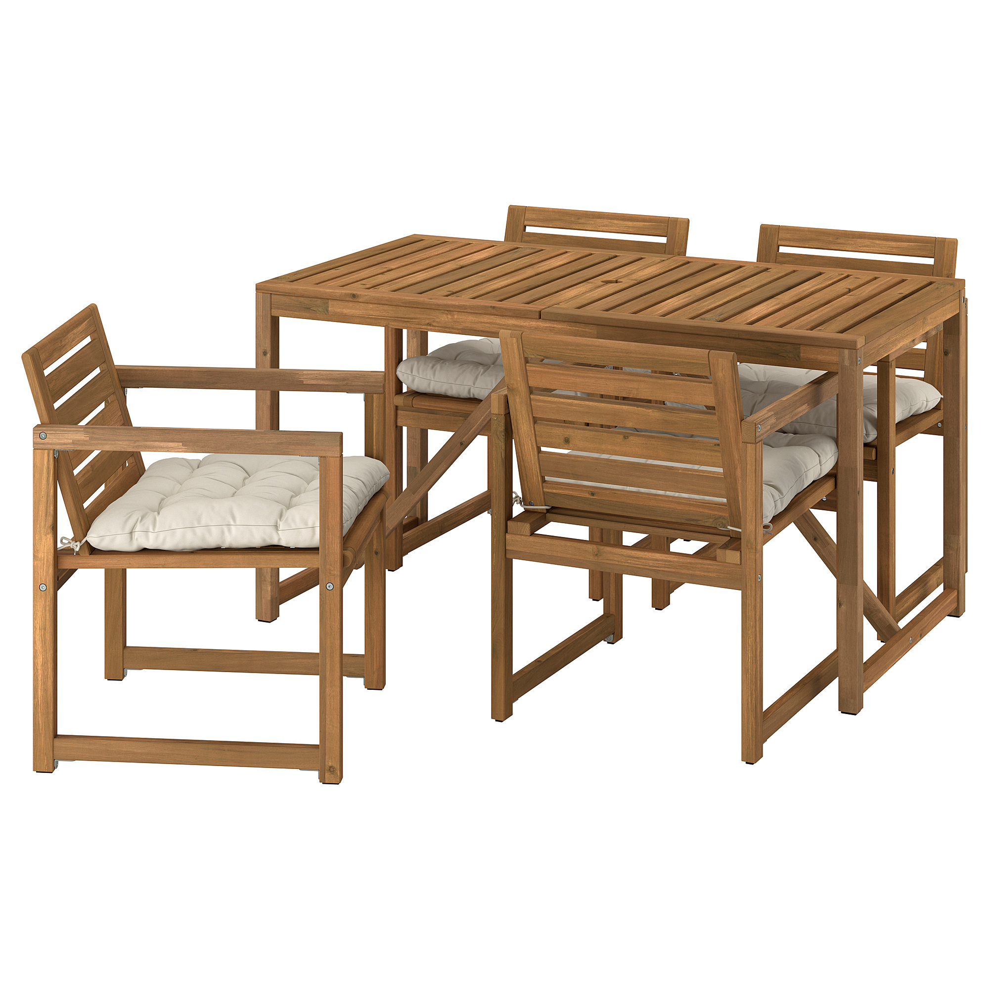 NÄMMARÖ table+4 chairs w armrests, outdoor