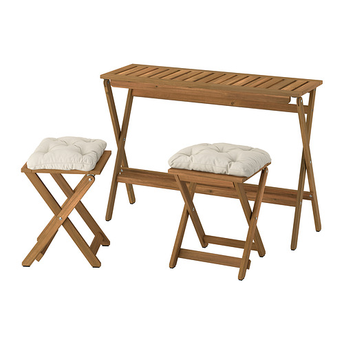 NÄMMARÖ table and 2 stools, outdoor