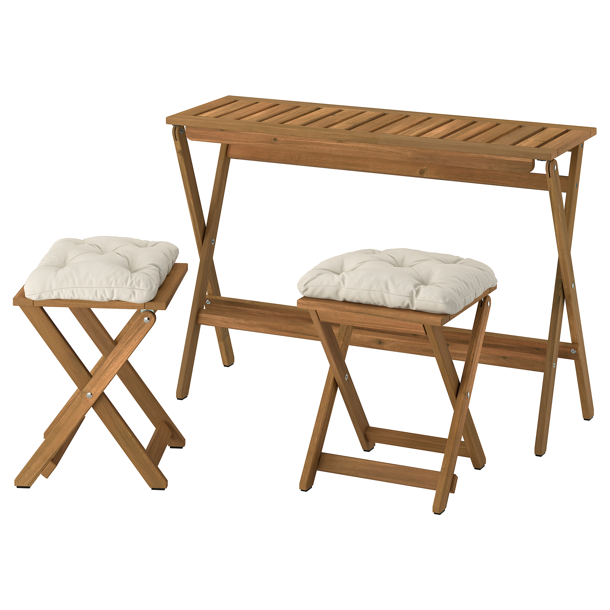 NÄMMARÖ table and 2 stools, outdoor