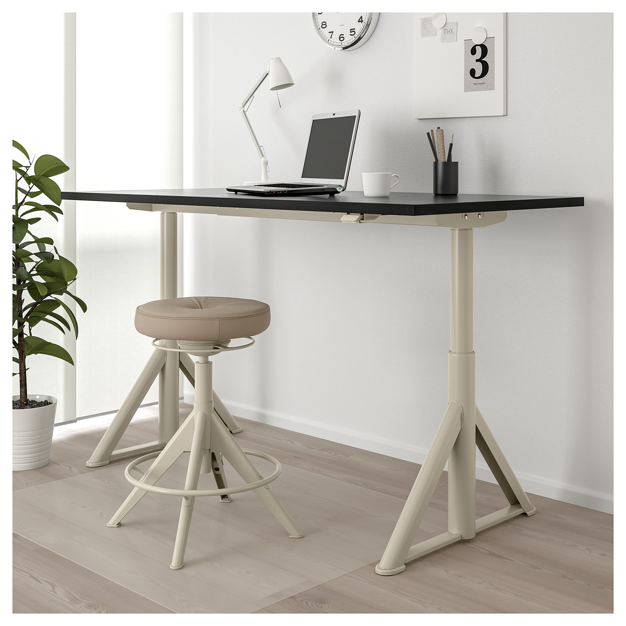 ID SEN desk sit stand black beige IKEA Hong Kong ID SEN desk sit stand black beige IKEA Hong Kong