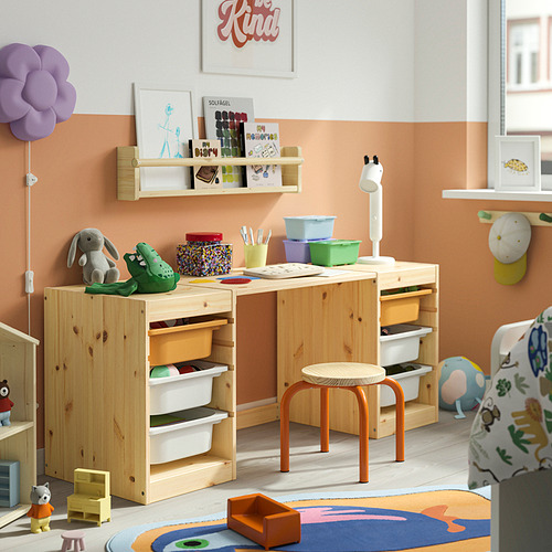 TROFAST desk with storage boxes