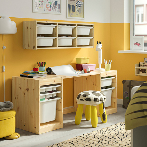 TROFAST desk with storage boxes/trays