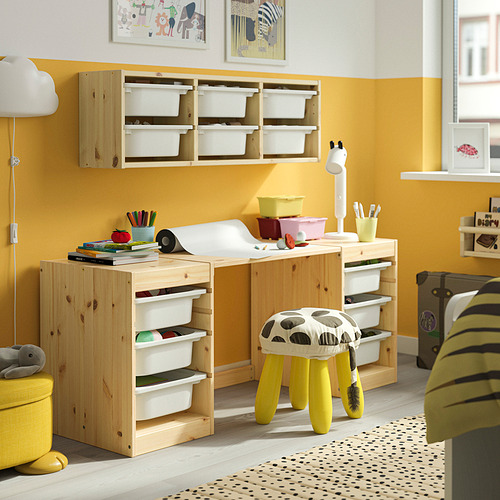 TROFAST desk with storage boxes