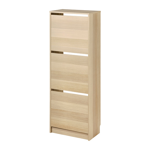 BISSA - shoe cabinet with 3 compartments, oak effect, 49x28x135 cm | IKEA Hong Kong and Macau - PE996820_S4