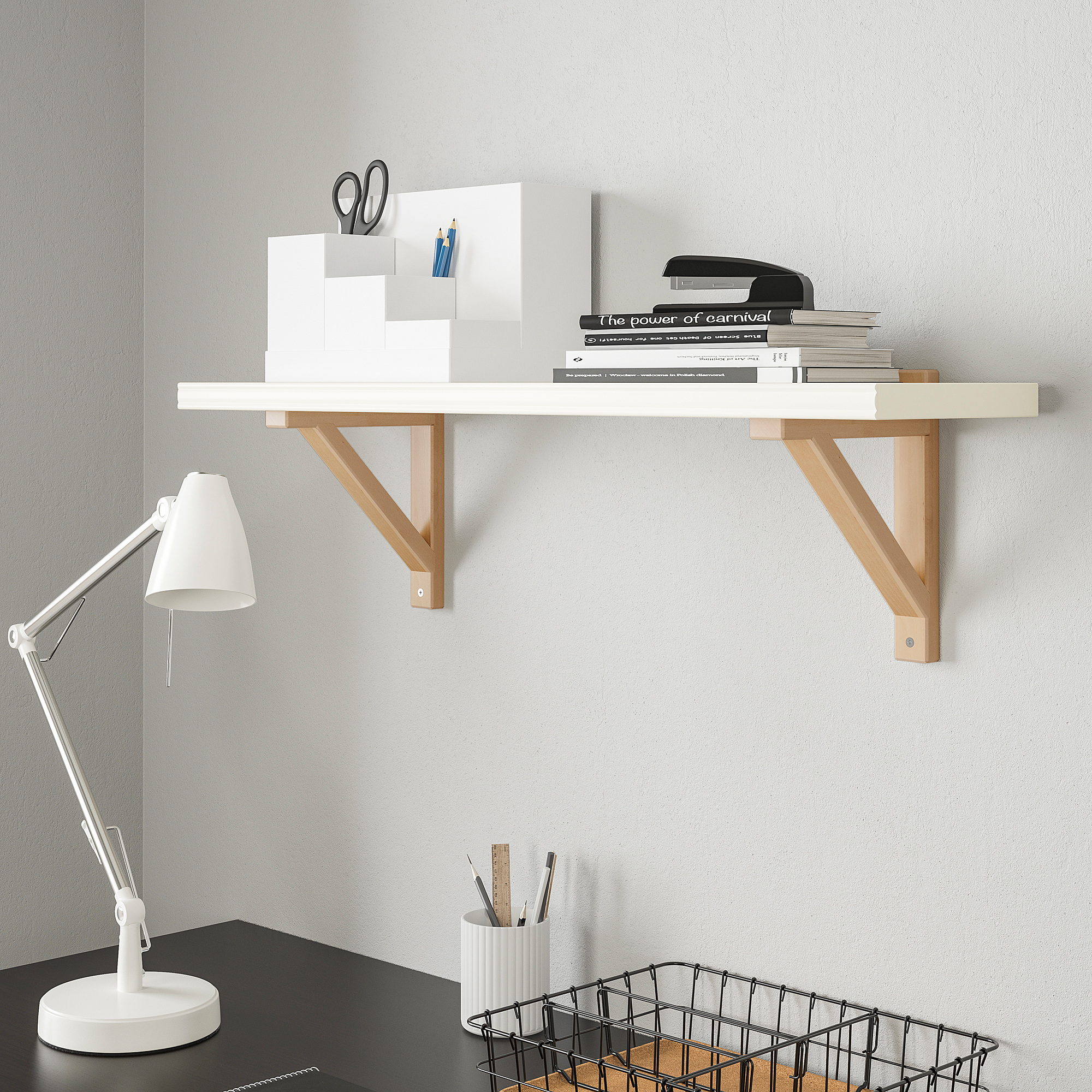 EKBY VALTER/BERGSHULT wall shelf, white/birch IKEA Hong Kong