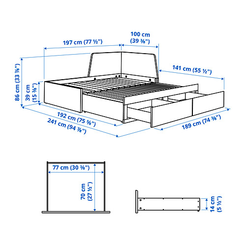 FLEKKE day-bed w 2 drawers/2 mattresses