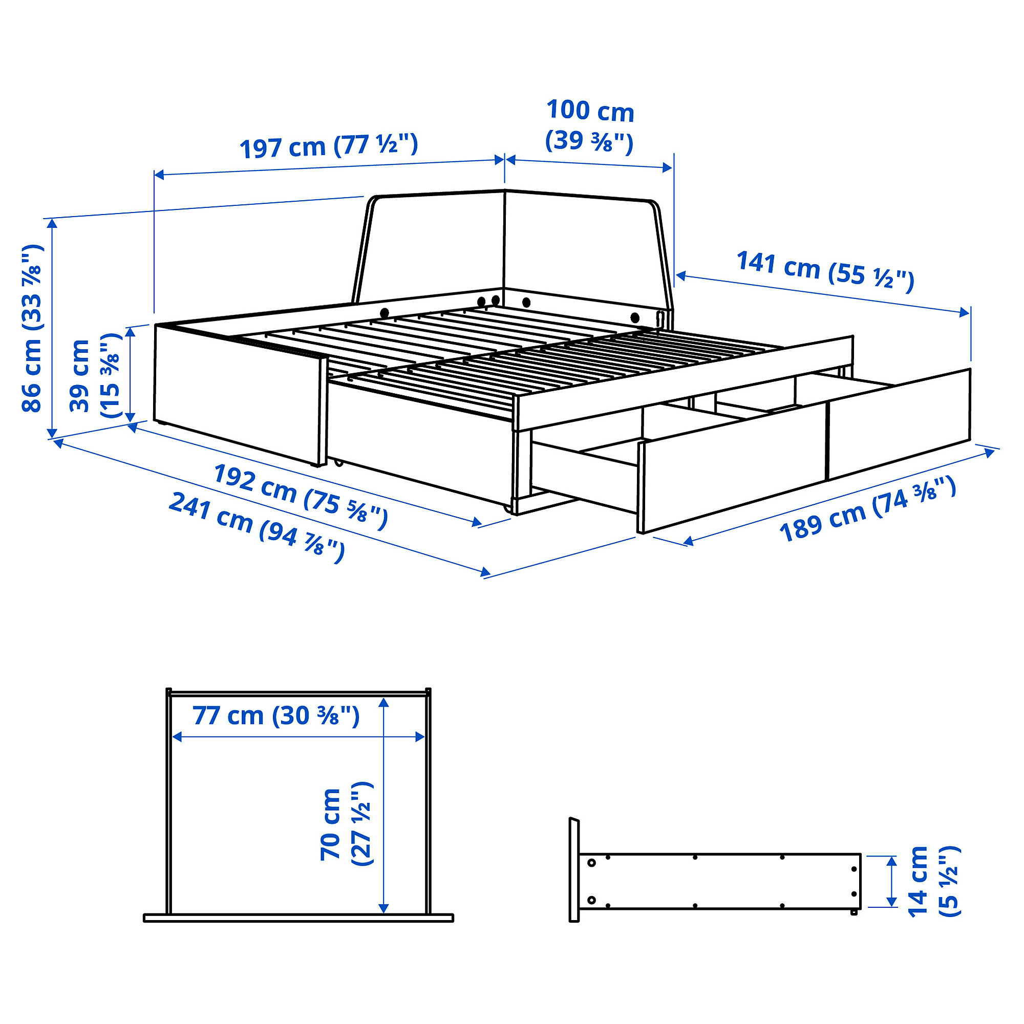 FLEKKE day-bed w 2 drawers/2 mattresses