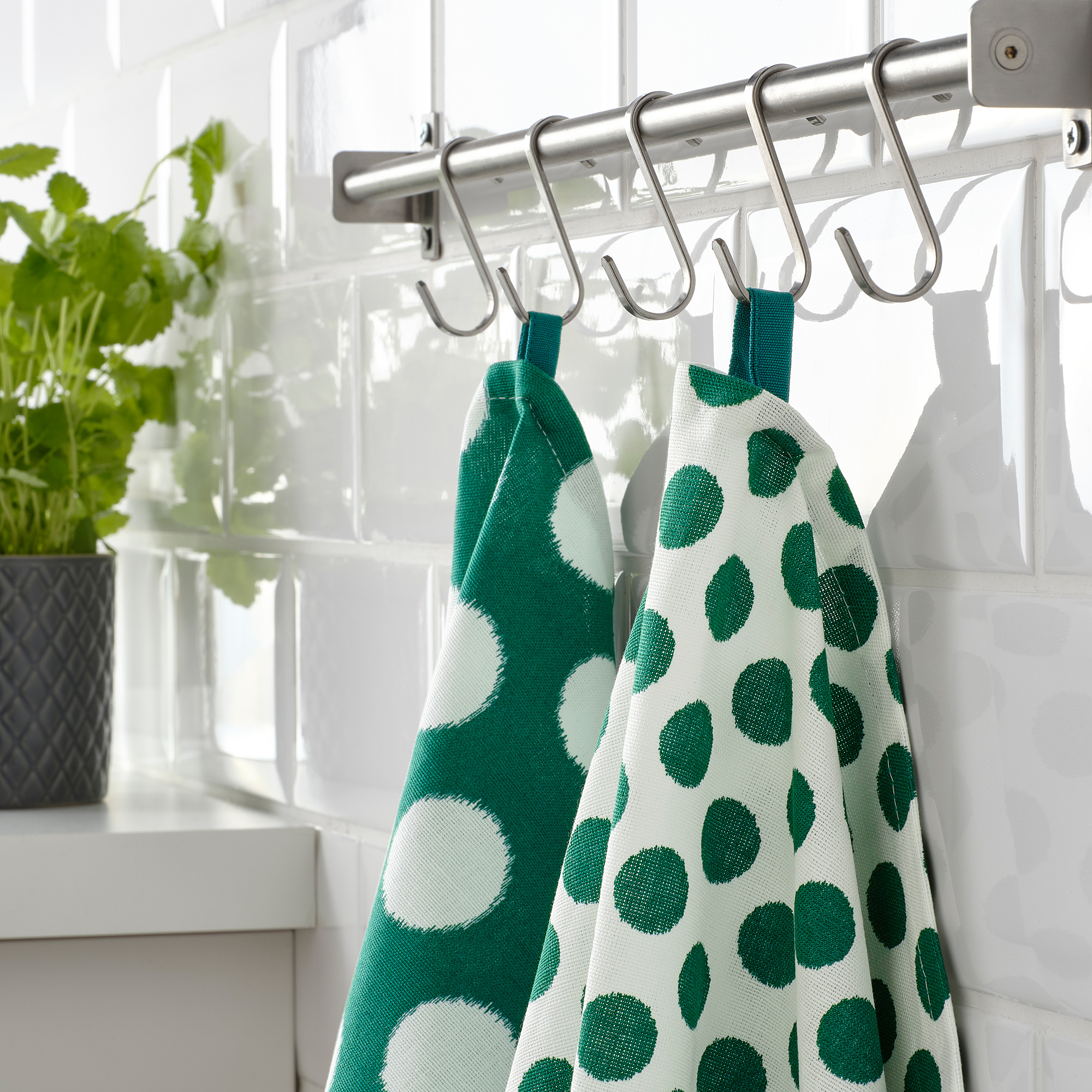 ALVALISA tea towel, green/white IKEA Hong Kong