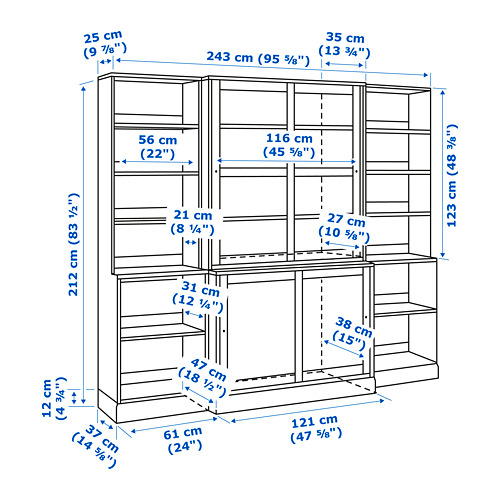 HAVSTA storage comb w sliding glass doors