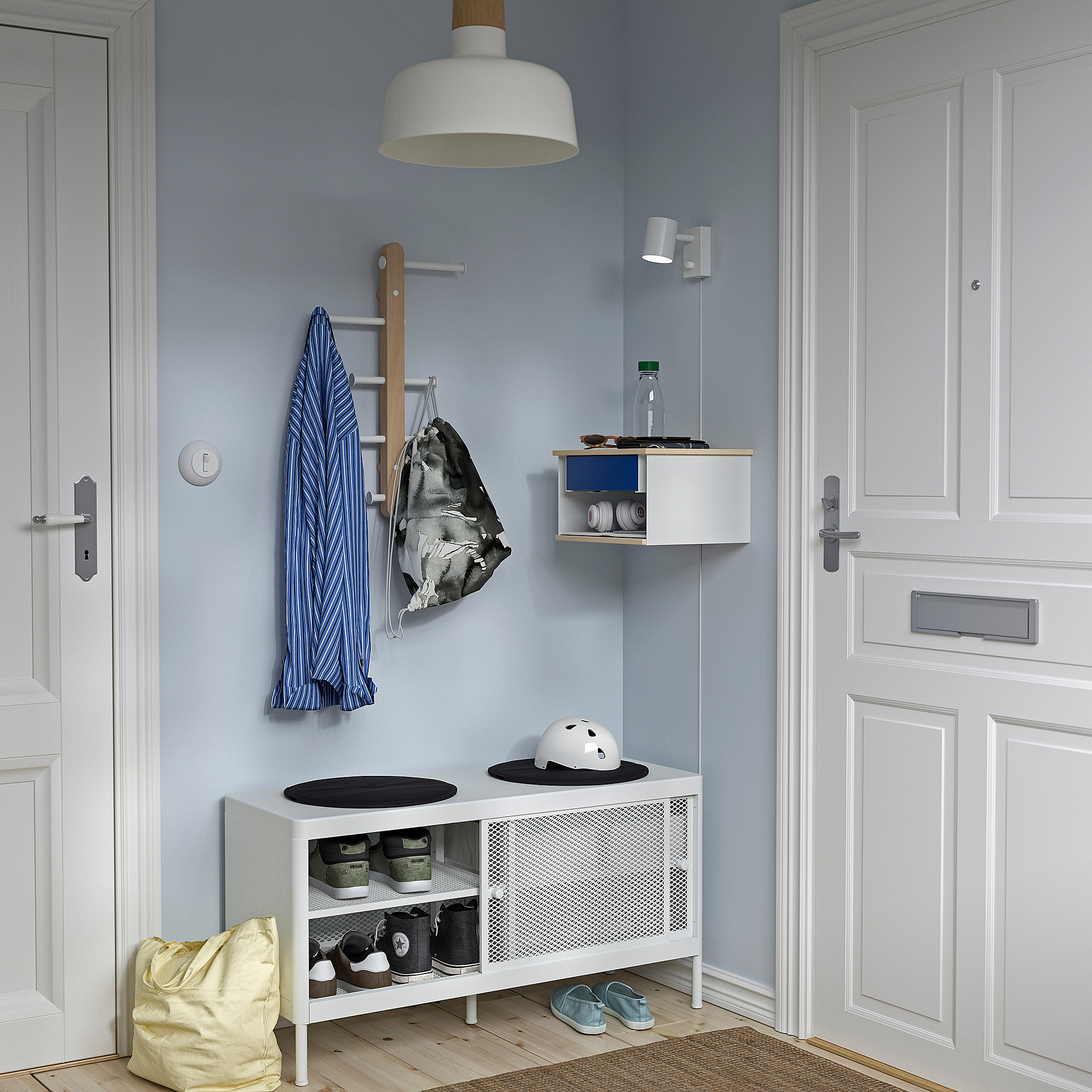 MACKAPÄR storage bench with sliding doors