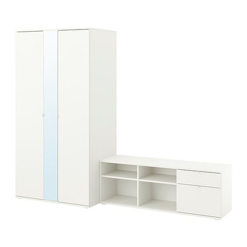 VIHALS wardrobe and bench combination