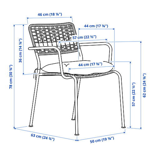 LÄCKÖ chair with armrests, outdoor