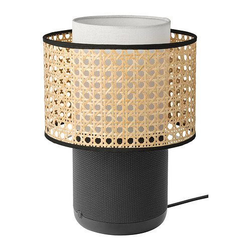 SYMFONISK speaker lamp w Wi-Fi, bamboo shade