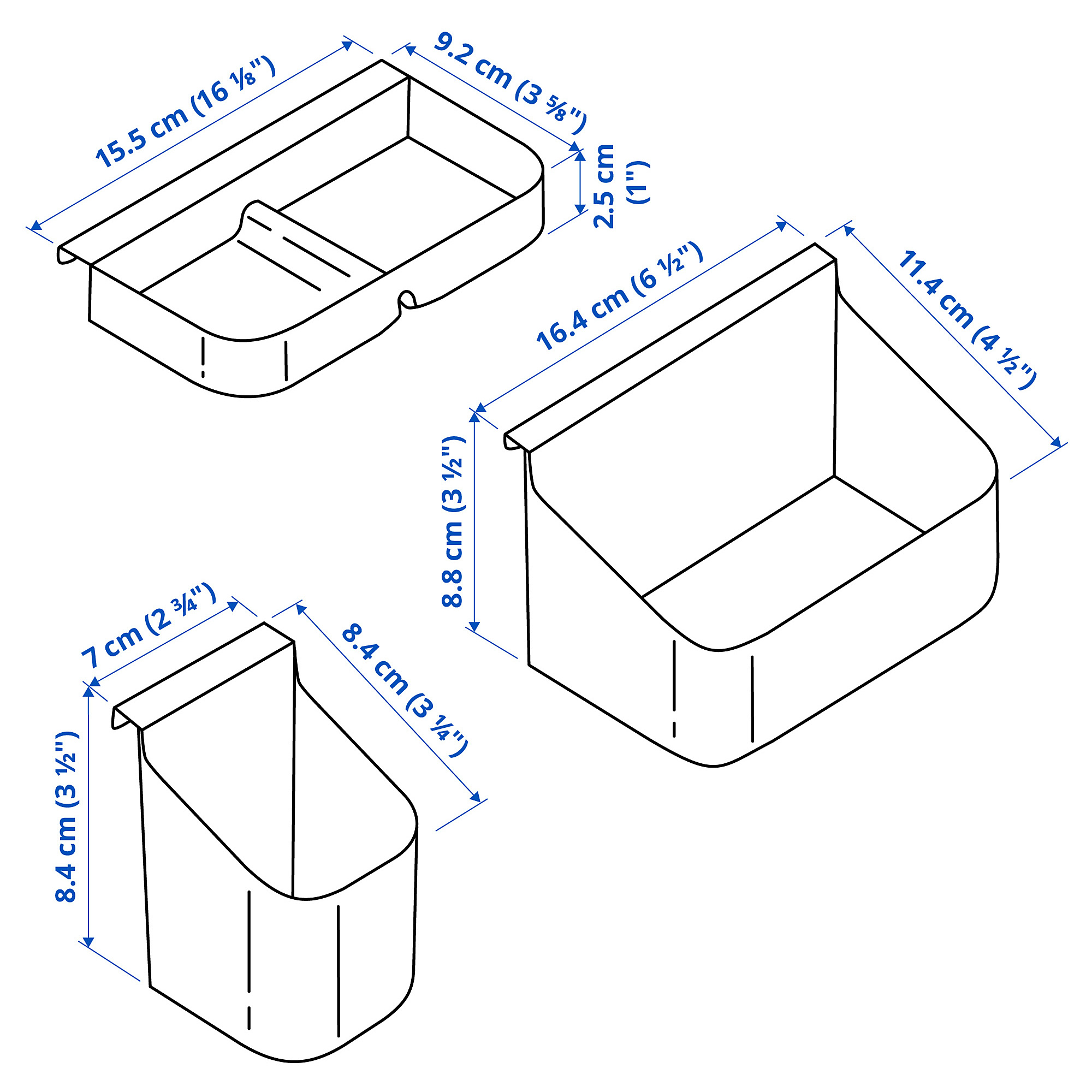 VISSLAÅN drawer organisers, set of 3