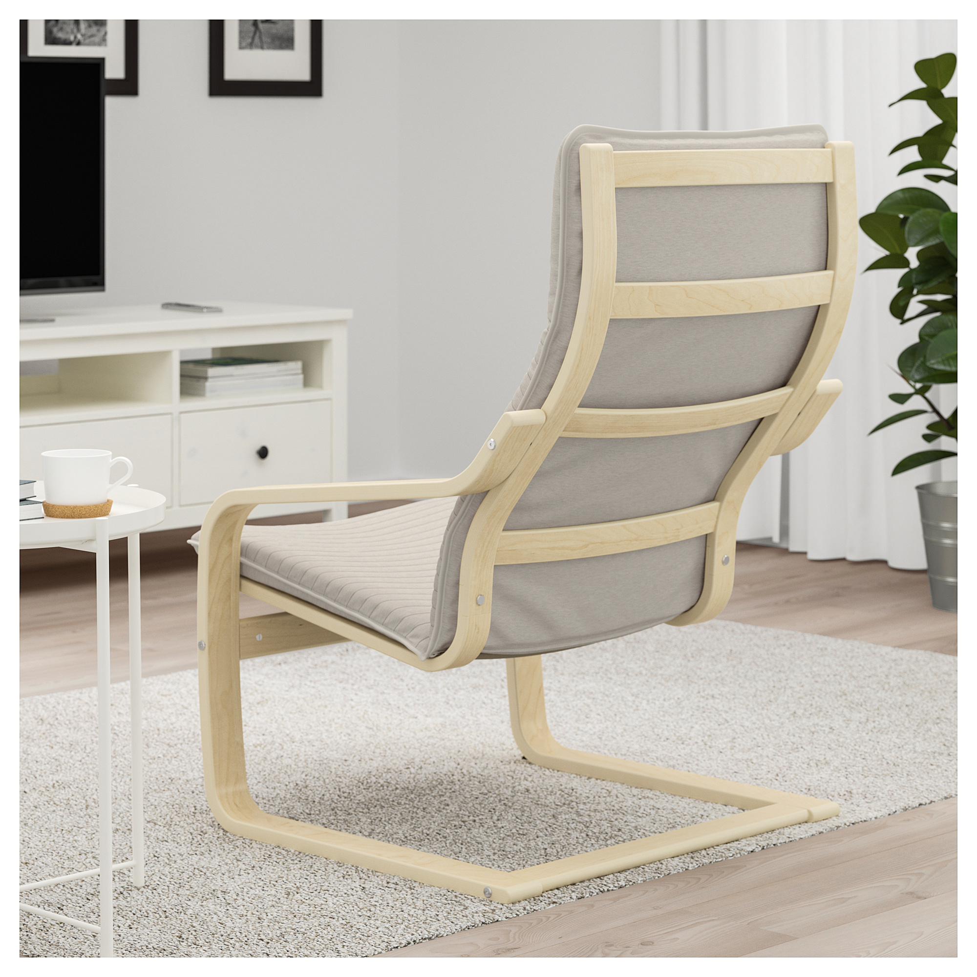 POÄNG armchair, birch veneer/Knisa light beige IKEA Hong Kong and Macau